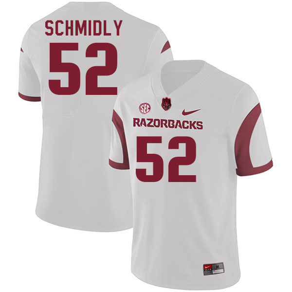 Men #52 Max Schmidly Arkansas Razorback College Football Jerseys Stitched Sale-White - Click Image to Close